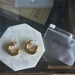 Gold Chunky Round Hoop Earrings